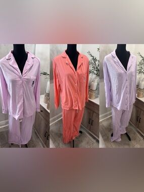 Victoria’s Secret Women's Long-Sleeve Cotton Pajama Set Bundle of 3